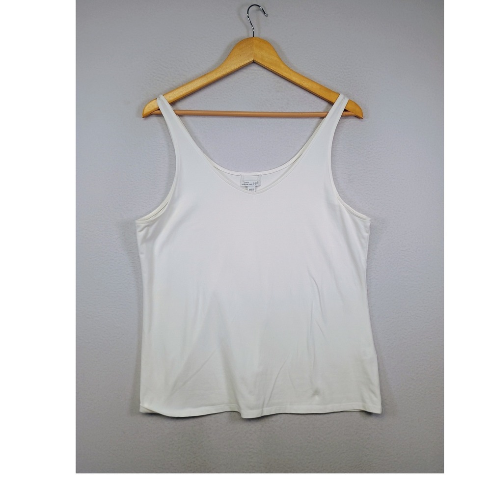 Minimalist J. Jill Womens XL Petite White Reversible V-Neck Scoop Tank Top